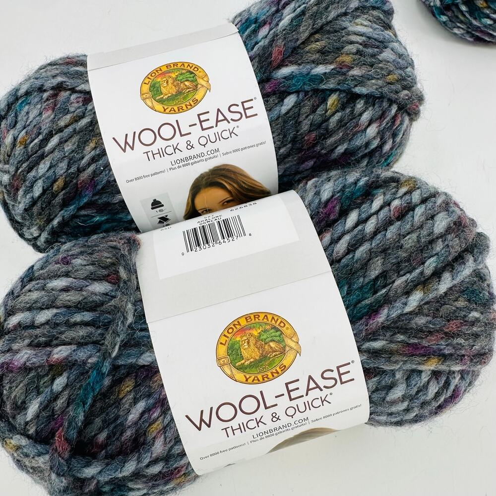 2 Lion Brand Yarns Wool-Ease Thick & Quick #527 Abalone Super Chunky Bulky